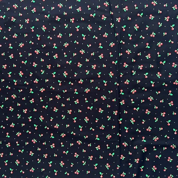 Mary Engelbreit Cherry Black Print Cotton Fabric Cranston 2009 44” x 37”, 1 Yard - Picture 1 of 5